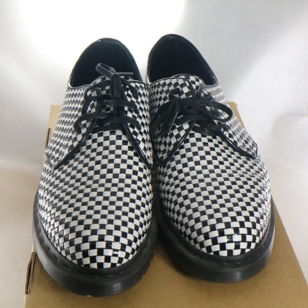 DR. MARTENS Hugh Black/White Woven Checkered Shoes - Picture 3 of 8